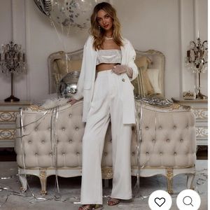 HALLEY WHITE SATIN TROUSERS
